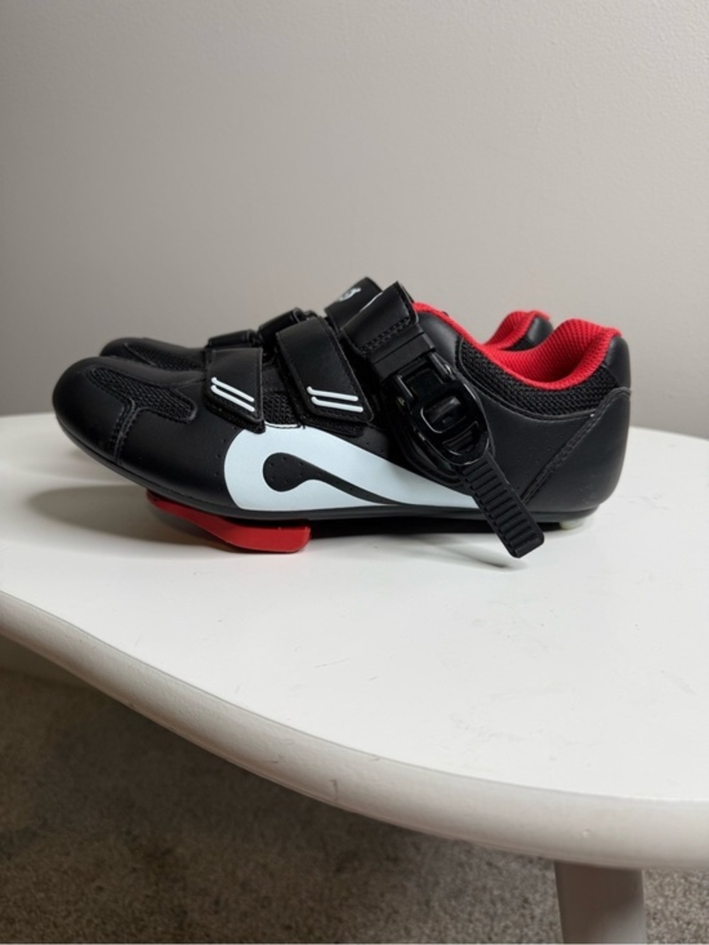 Peloton Black and Red Cycling Sneakers with White Accent